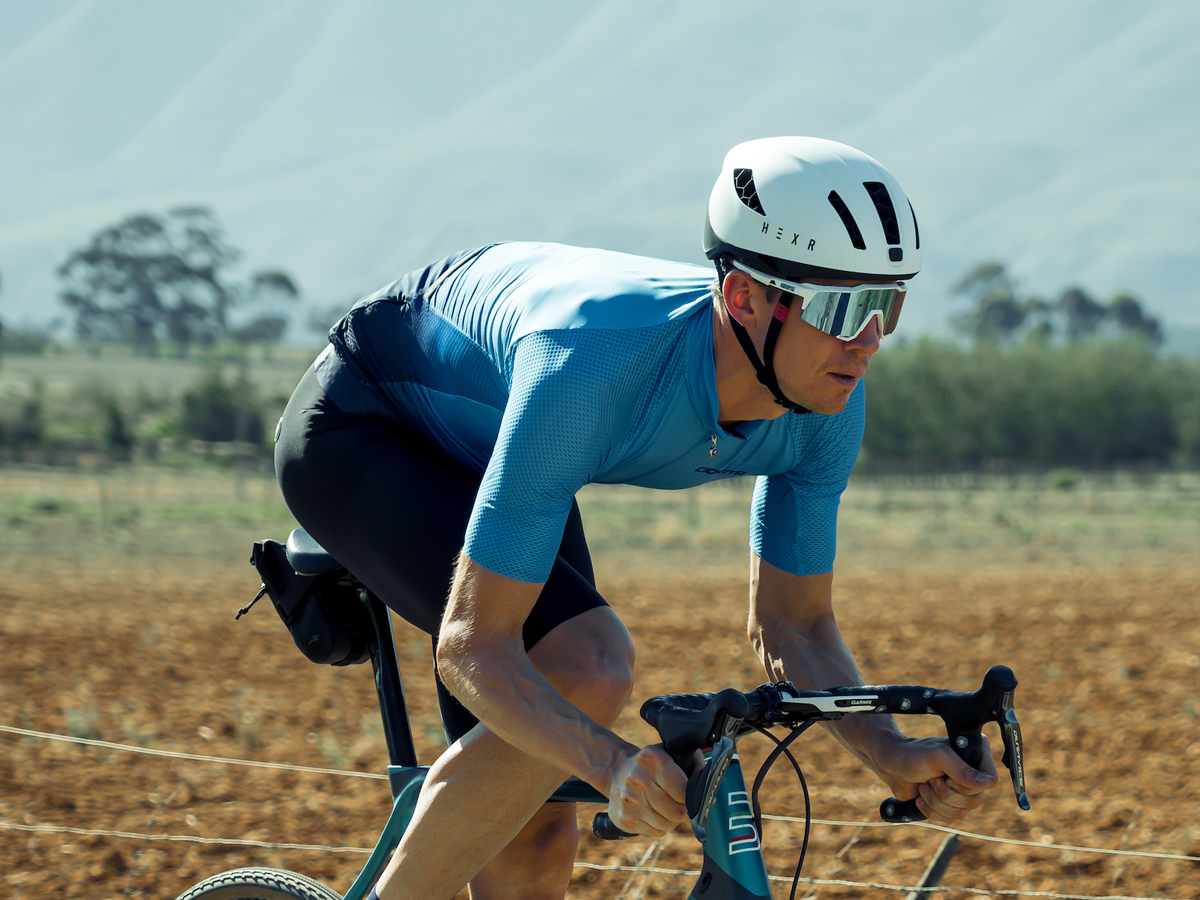 Cyclist riding on a road bike