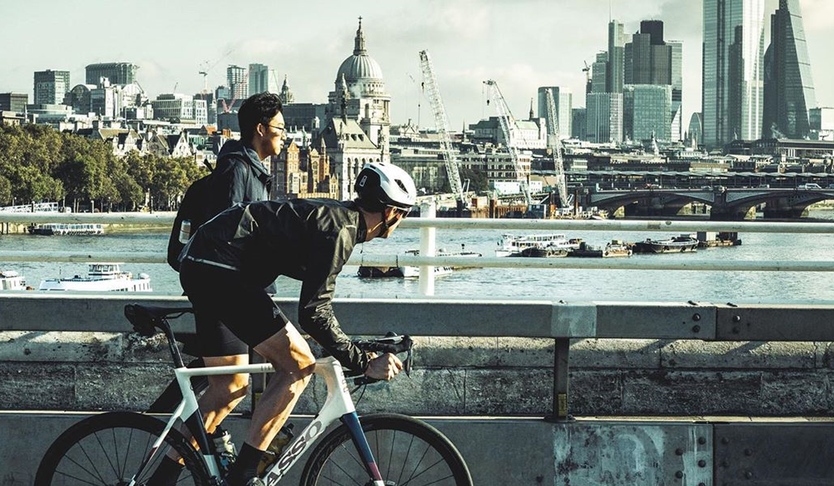 Cyclist riding in London