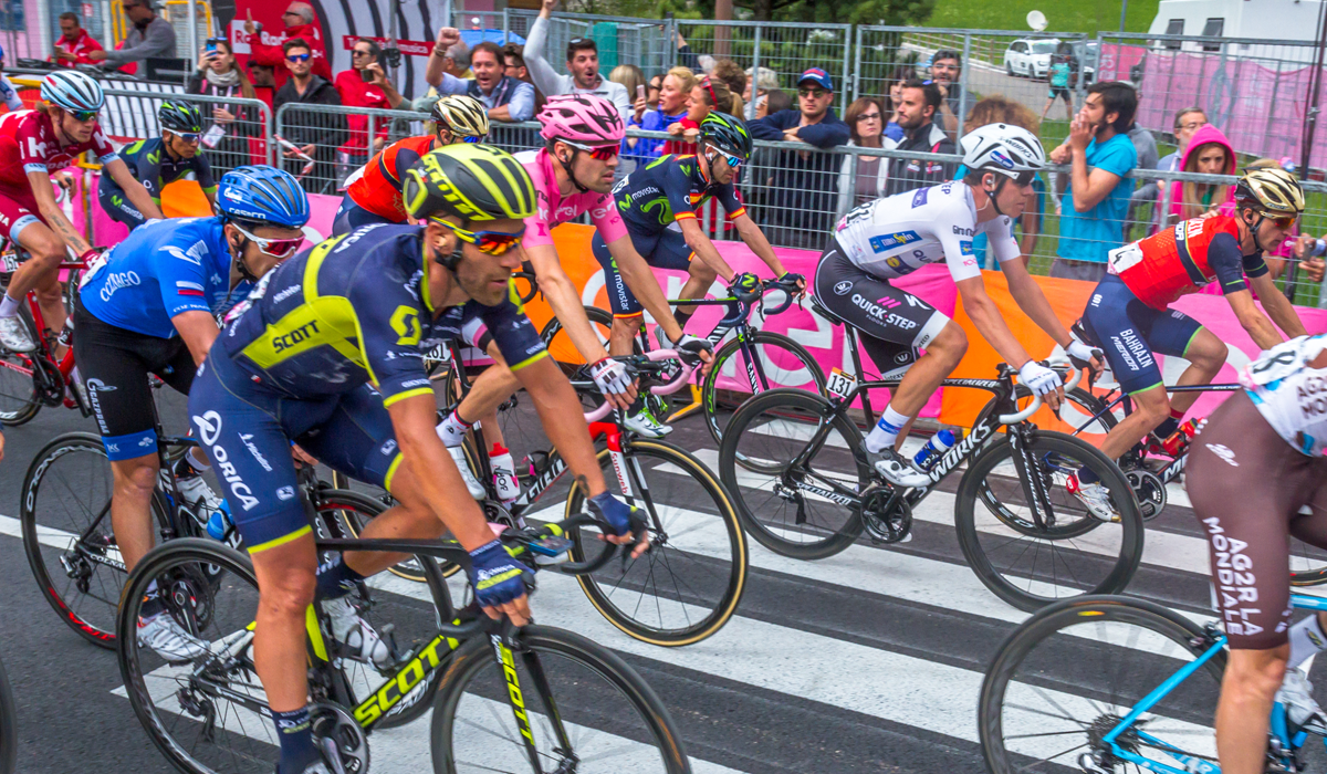 Pro cyclists in a bike race