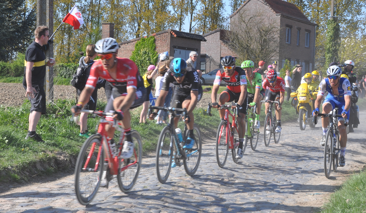 Greg van Avermaet riding at Paris Roubaix