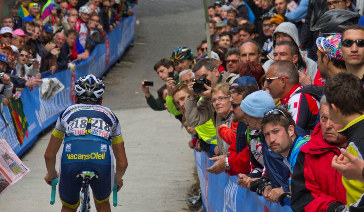 Cyclist riding the Mortirolo