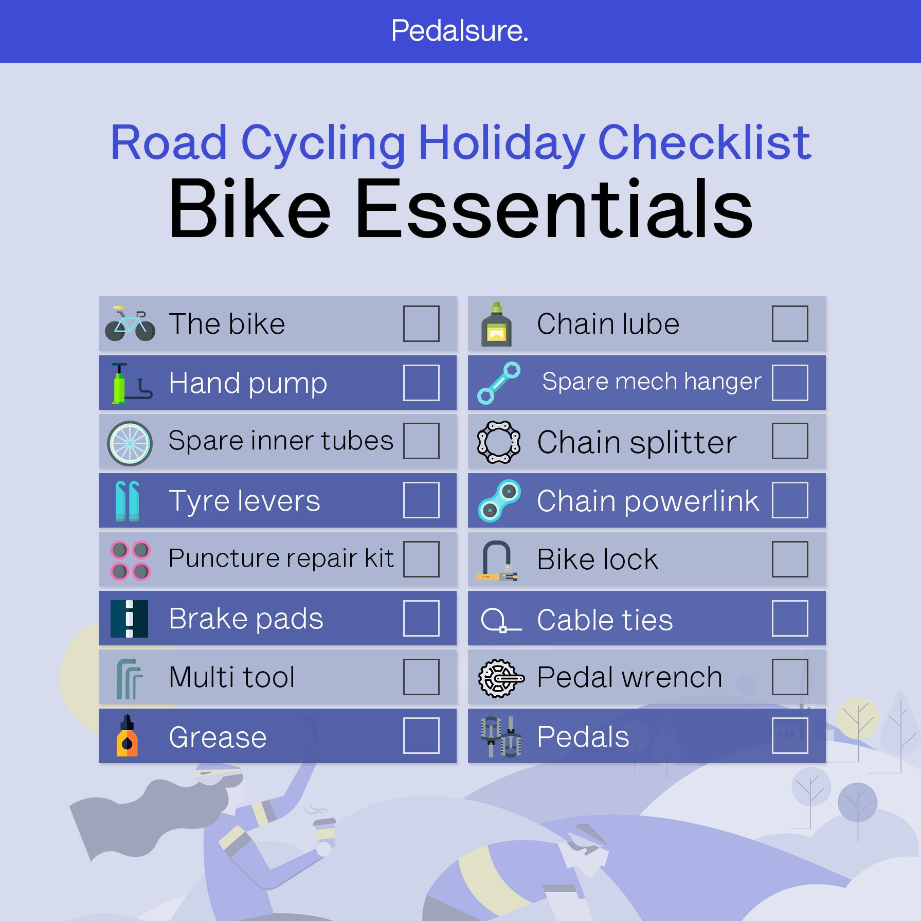 Pedalsure bike essentials checklist