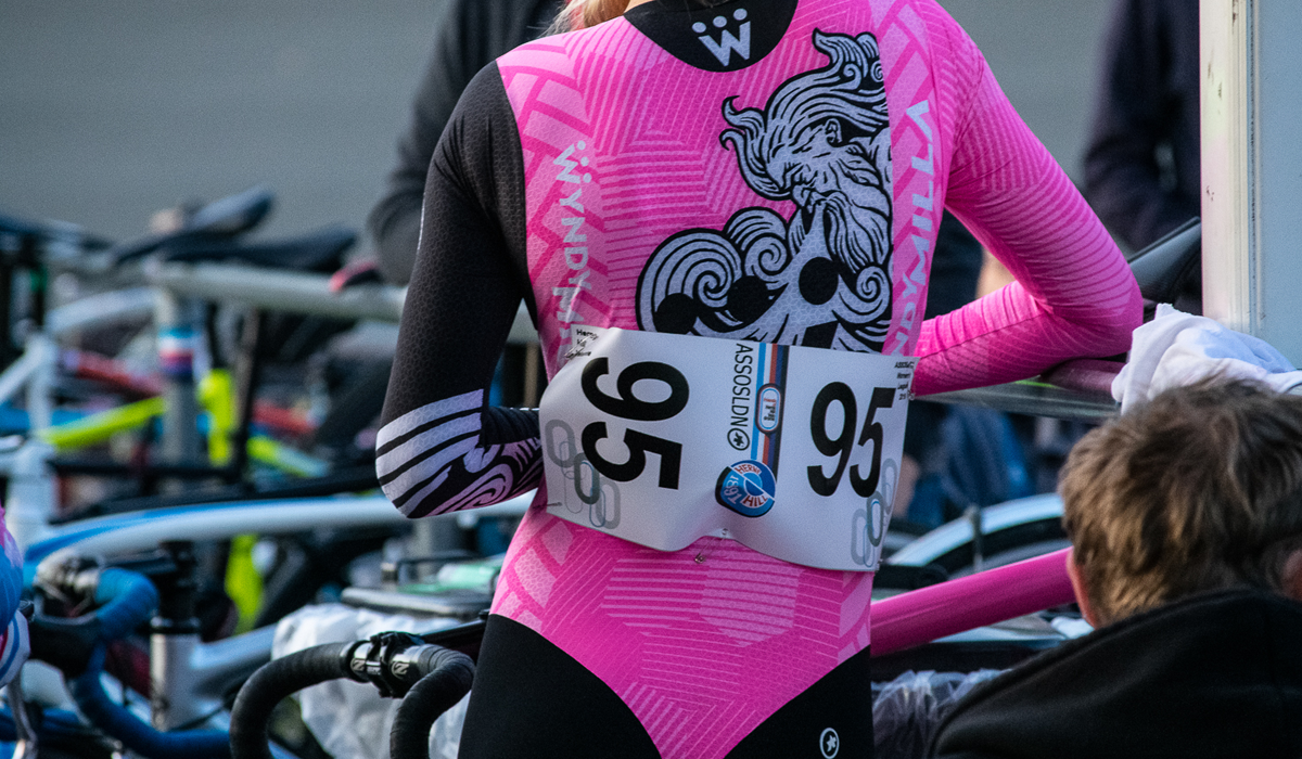 Woman in cycling kit