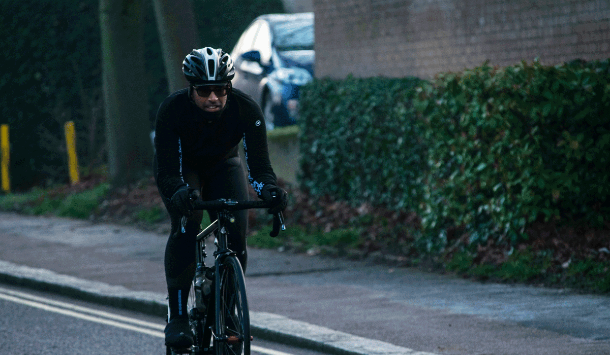 Man riding road bike in Regent's Park London