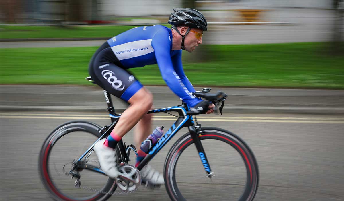 Cyclist racing criterium