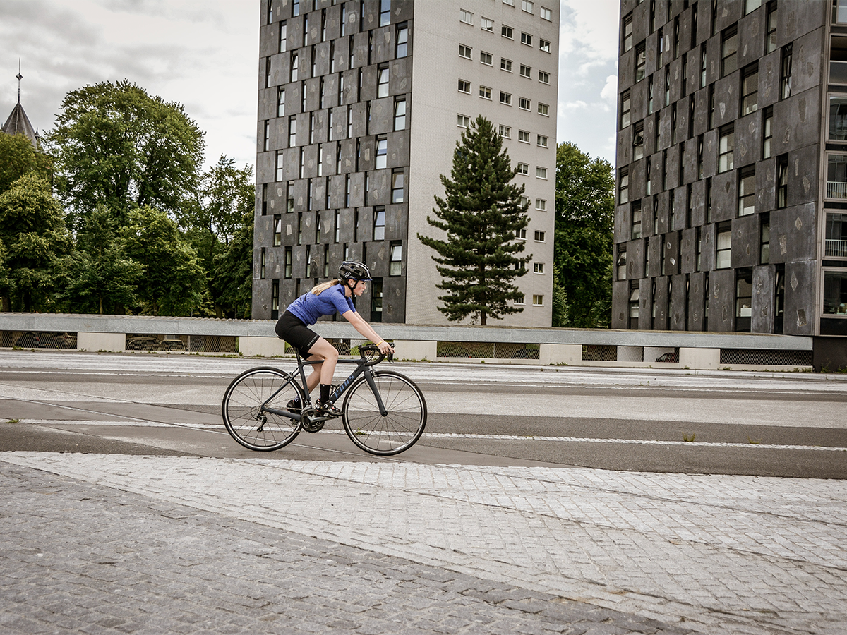 Women riding in city