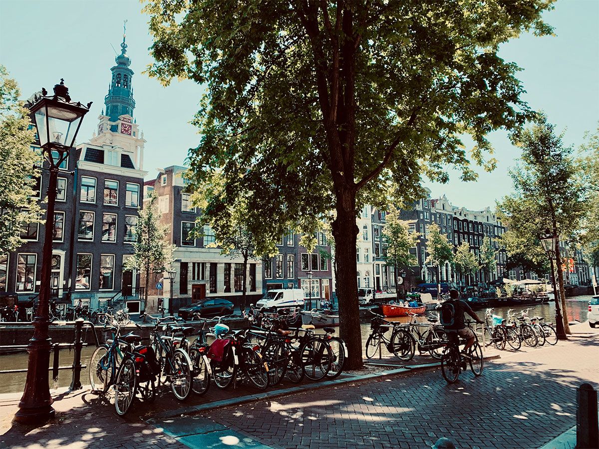 Bikes along the canal in Amsterdam