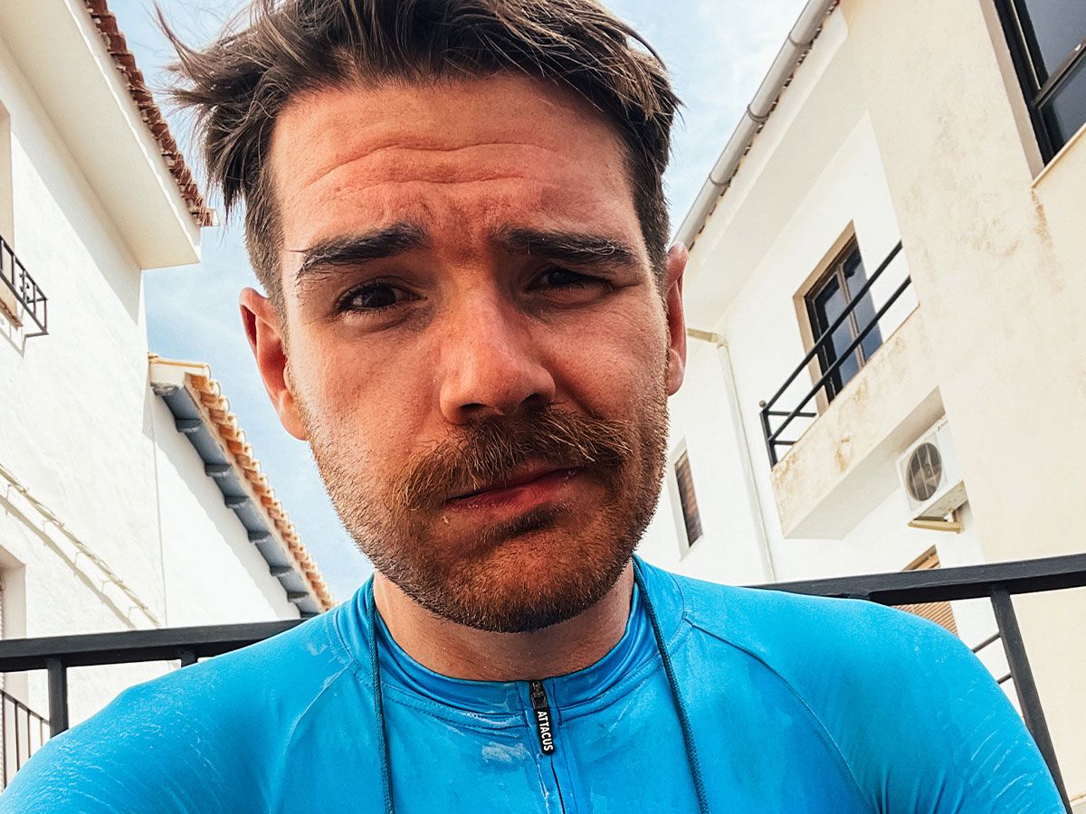 Selfie of male cyclist
