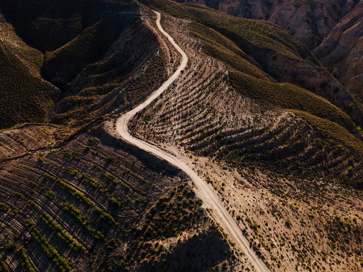 Winding gravel road