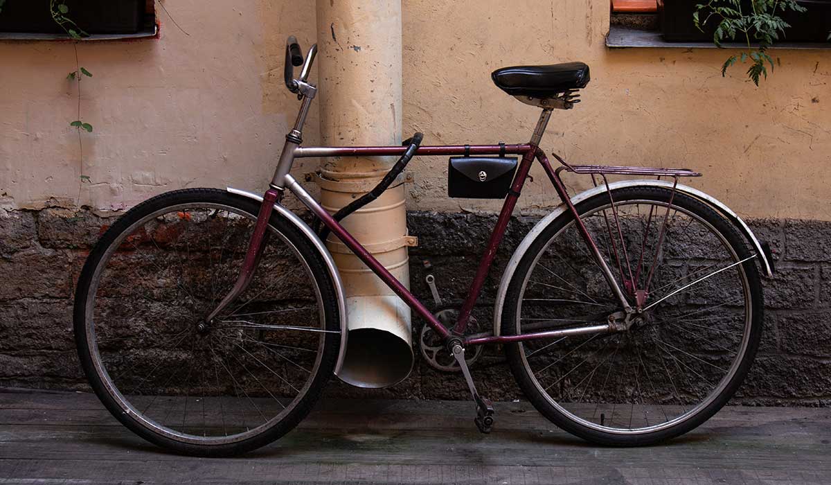 Old bicycle locked
