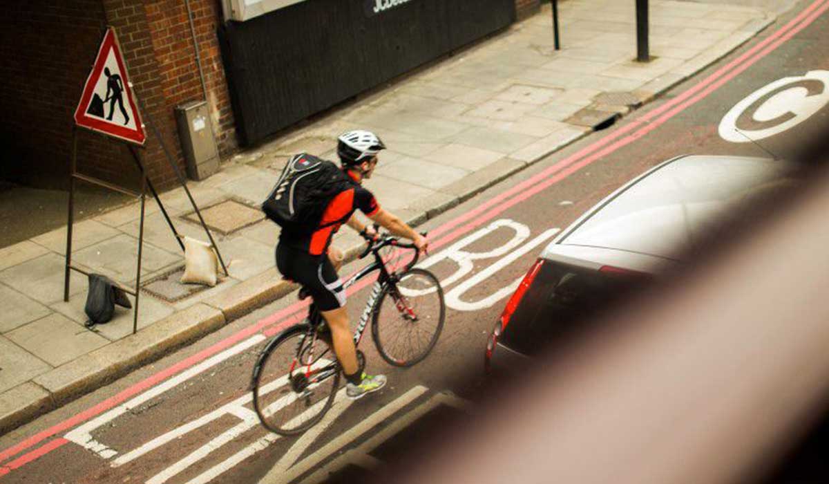 cyclist using cycle lane