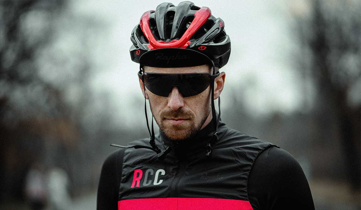 Cyclist wearing cycling cap in the rain
