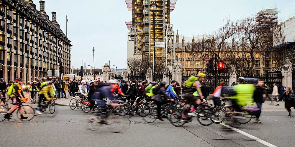 Cyclists using road in London